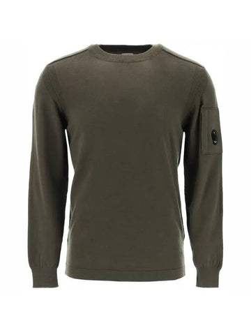 Lens Wappen Merino Wool Knit Top Green - CP COMPANY - BALAAN 1