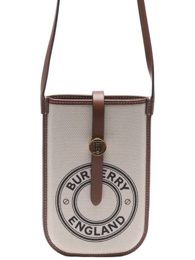 TB Logo Canvas Leather Phone Holder Mini Bag White - BURBERRY - BALAAN 2