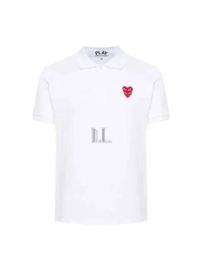 Red Heart Double Wappen Logo Polo Shirt White - COMME DES GARCONS PLAY - BALAAN 2