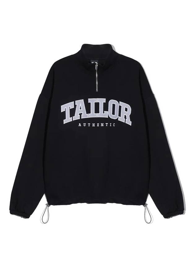 NVL Overfit Half Zip Up Sweatshirt Black - TAILOR STUDIO - BALAAN 1