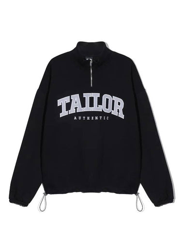 Envy Half Zip-Up Oversized Fit Sweatshirt Black - TAILOR STUDIO - BALAAN 1