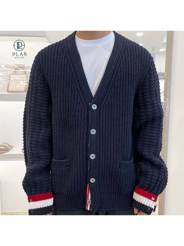 Men's Funmix Stitch Merino Cardigan Navy - THOM BROWNE - BALAAN 2