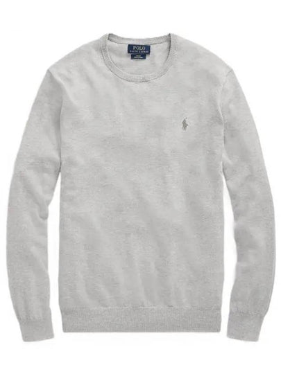 Embroidered Logo Crew Neck Knit Top Grey - POLO RALPH LAUREN - BALAAN 2