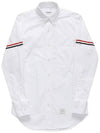 Men's Poplin Grosgrain Armband Classic Long Sleeve Shirt White - THOM BROWNE - BALAAN 5