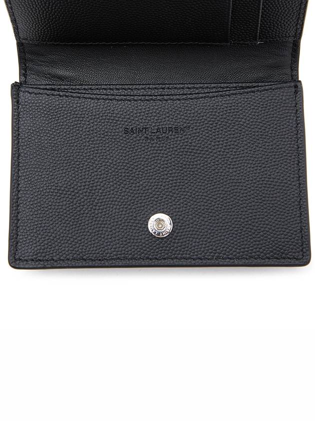 Business Flap in Grain De Poudre Embossed Leather Card Wallet Black - SAINT LAURENT - BALAAN 8