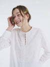 Lace round neck shirt white 0101 - VOYONN - BALAAN 7