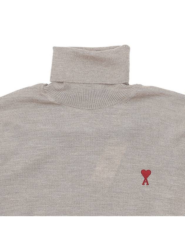 Heart Logo Wool Turtleneck Beige - AMI - BALAAN 4