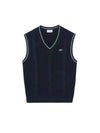 Men's Tipping Point Cable Vest Dark Navy - LACOSTE - BALAAN 1