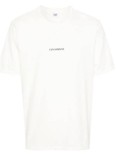 24/1 Jersey Garment Dyed Logo Short Sleeve T-Shirt White - CP COMPANY - BALAAN 2