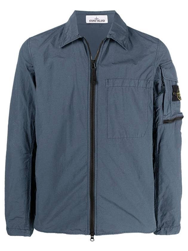 Men's Naslan Light Garment Dye Zip-up Jacket Mid Blue - STONE ISLAND - BALAAN 1