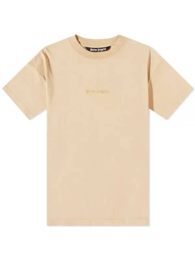 Reverse Logo Short Sleeve T-Shirt Beige - PALM ANGELS - BALAAN 1