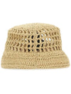 Embroidered Logo Raffia Bucket Hat Natural - PRADA - BALAAN 4