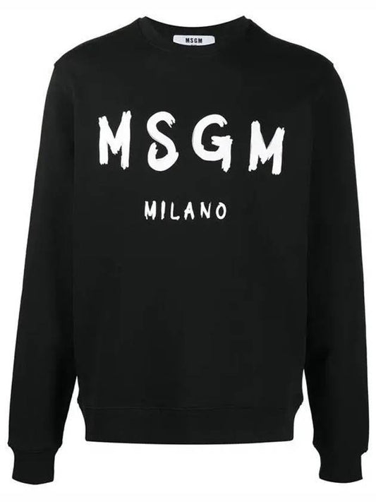 Men's Cotton Logo Print Sweatshirt Black - MSGM - BALAAN.