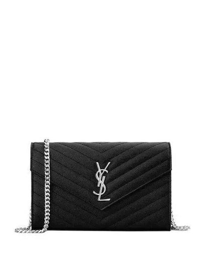 Cassandre Matelasse Chain Cross Bag In Grain de Poudre Embossed Leather Black - SAINT LAURENT - BALAAN 2