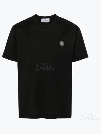 Logo Patch Short Sleeve T-Shirt Black - STONE ISLAND - BALAAN 2