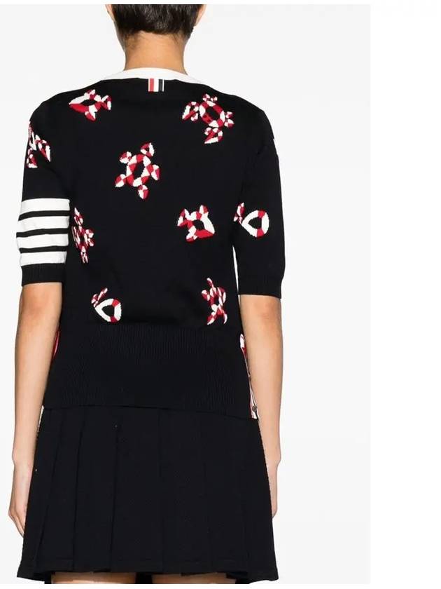 Women's 4 Bar Intarsia Knit Top Navy - THOM BROWNE - BALAAN 6