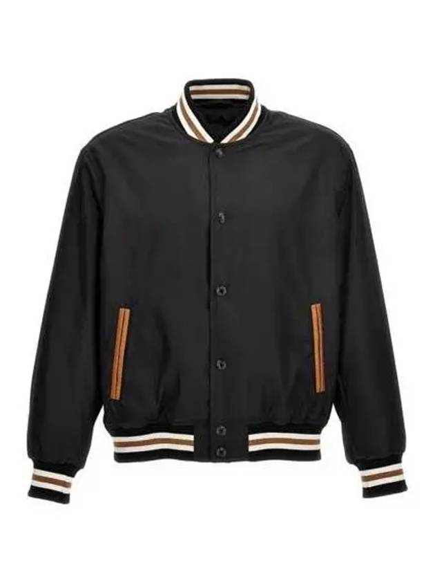 Stripe Detail Button Bomber Jacket Black - VERSACE - BALAAN 2