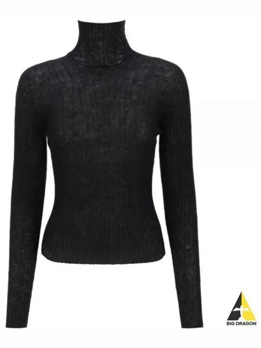 Ribbed Knit Turtleneck Black - SAINT LAURENT - BALAAN 2