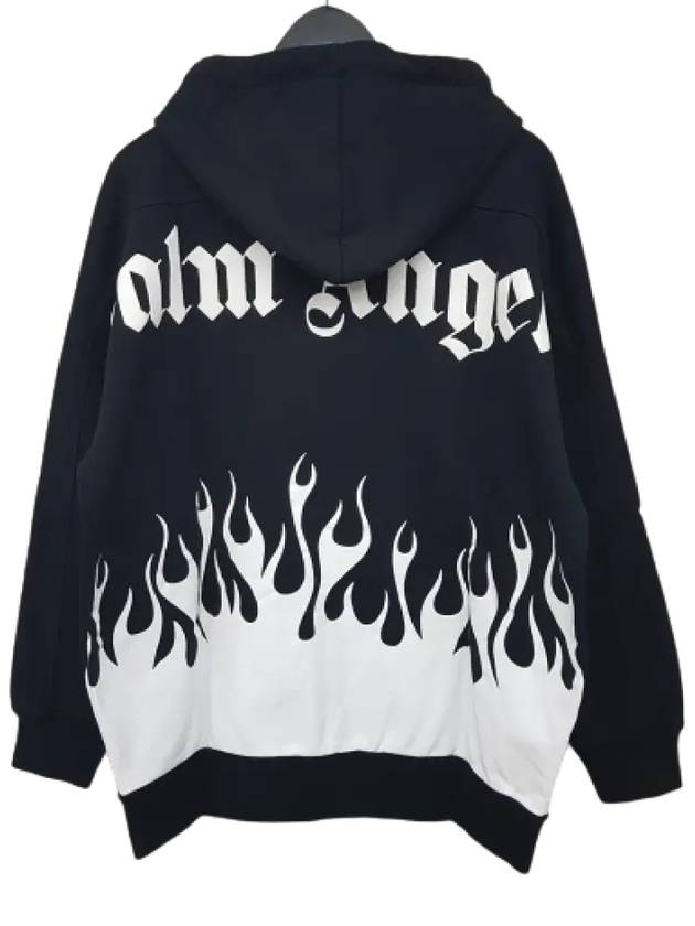 Burning Logo Zip Up Hoodie Black - PALM ANGELS - BALAAN 4