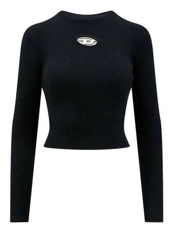 M Valary Ribbed Long Sleeve Knit Top Black - DIESEL - BALAAN 1