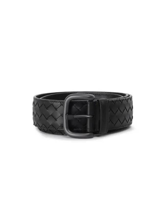 Intrecciato Leather Belt Black - BOTTEGA VENETA - BALAAN 3