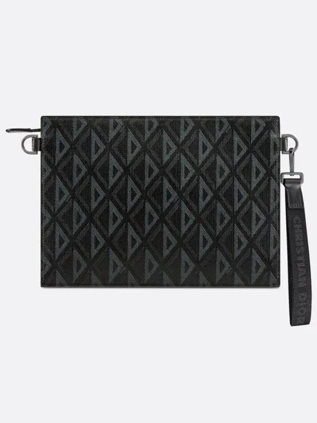 A5 Triangle CD Diamond Canvas Clutch Bag Black - DIOR - BALAAN 3