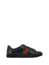 Men's Ace GG Crystal Canvas Low Top Sneakers Black - GUCCI - BALAAN 2