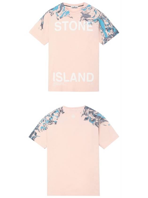 Logo Marvel Print Round Short Sleeve T-Shirt Indie Pink - STONE ISLAND - BALAAN 5