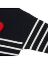 Men's Heart Logo Striped Turtleneck Black - AMI - BALAAN 5