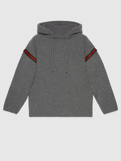 Wool Cashmere Hoodie Grey - GUCCI - BALAAN 2