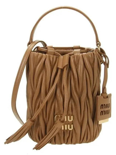 Matelasse Nappa Leather Bucket Bag Brown - MIU MIU - BALAAN 2