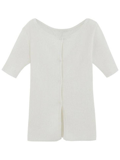 Two way short sleeve ribbed cardigan off white - MSKN2ND - BALAAN 2