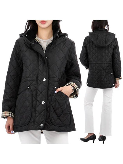 Diamond Quilted Long Nylon Jacket Black - BURBERRY - BALAAN 2