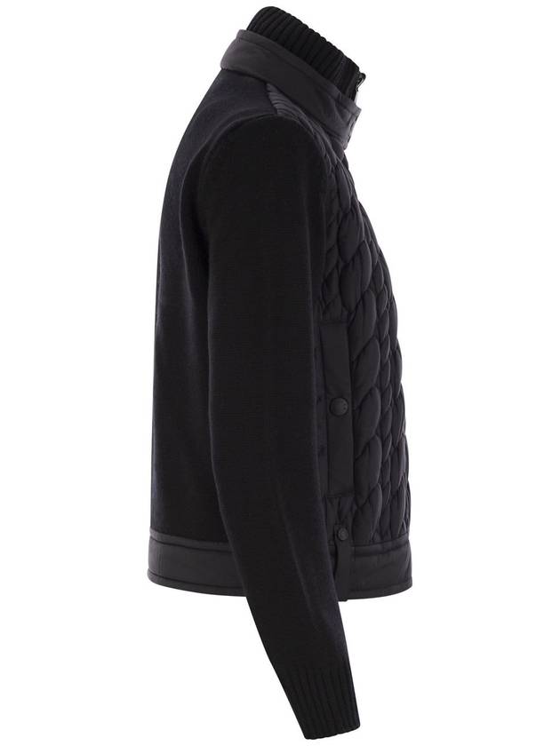 Padded wool zip cardigan black - MONCLER - BALAAN 4