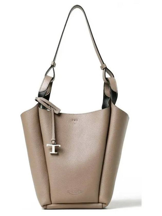 Leather Small Bucket Bag Beige - TOD'S - BALAAN 2