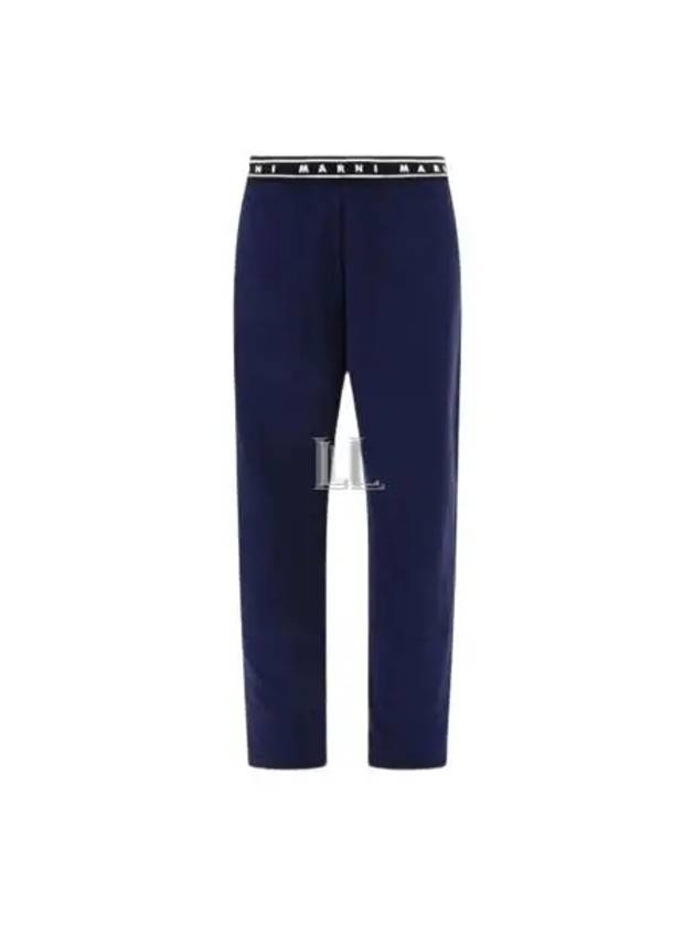 Logo Band Straight Pants Navy - MARNI - BALAAN 2