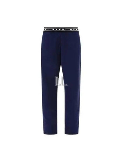 Logo Band Straight Pants Navy - MARNI - BALAAN 2