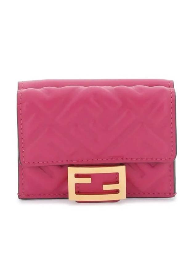 FF Baguette Flap Card Half Wallet Pink - FENDI - BALAAN 1