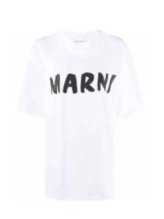 Logo Lettering Boxy Fit Short Sleeve T-Shirt White - MARNI - BALAAN 2