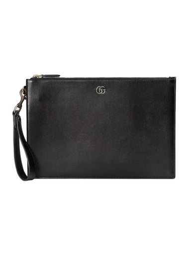 GG Marmont Leather Strap Clutch Bag Black - GUCCI - BALAAN 1