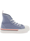 Tartan Sole Canvas High Top Sneakers Blue - THOM BROWNE - BALAAN 1