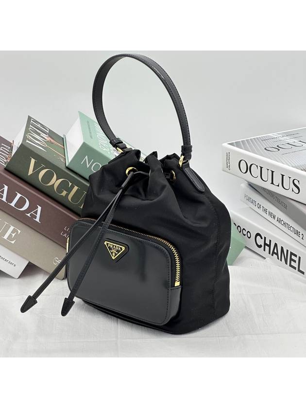 Triangle Logo Small Bucket Bag Black - PRADA - BALAAN 3