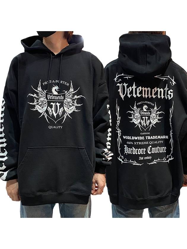 Label Gothic Logo Lettering Hoodie Black - VETEMENTS - BALAAN 2