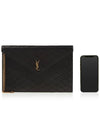 Gabi Quilted Leather Clutch Bag Black - SAINT LAURENT - BALAAN 7