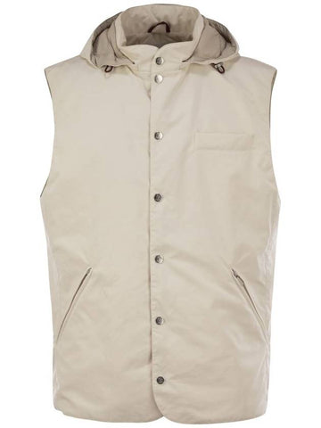 Water-repellent microfiber vest with Thermore® padding and detachable hood - BRUNELLO CUCINELLI - BALAAN 1