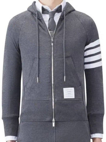 Engineered Sun Armband Hooded Zip Up Dark Gray Men s Jacket 270047 - THOM BROWNE - BALAAN 1