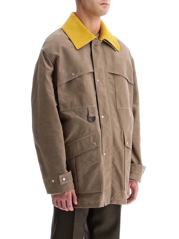 Waxed Cotton Blouson Jacket Beige - FENDI - BALAAN 3