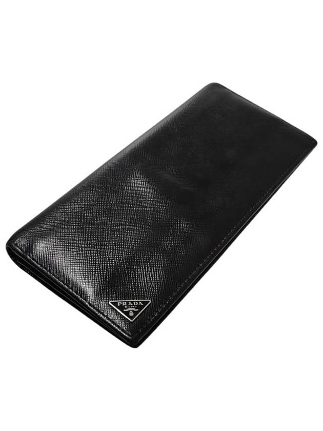 2MV836 Black Saffiano Silver Triangular Logo Long Wallet - PRADA - BALAAN 3