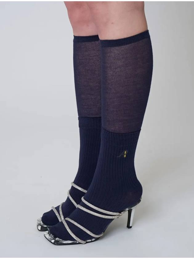 AW41AS02 Double layer knee socks_dark blue - ATHPLATFORM - BALAAN 1