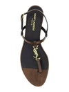 Logo Plaque Open Toe Sandals Brown - SAINT LAURENT - BALAAN 2